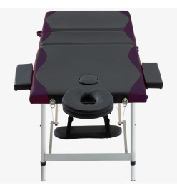 Table de massage pliable 3 zones Aluminium Noir et violet