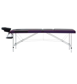 Table de massage pliable 3 zones Aluminium Noir et violet