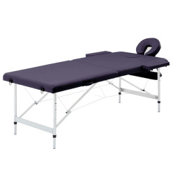 Table de massage pliable 2 zones Aluminium Violet