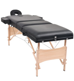 Table de massage pliable et tabouret 10 cm d'épaisseur Noir