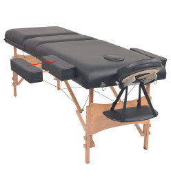 Table de massage pliable et tabouret 10 cm d'épaisseur Noir