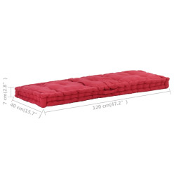 Coussin de plancher de palette Coton 120x40x7 cm Bordeaux