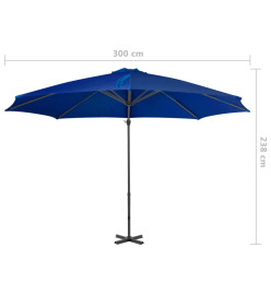 Parasol déporté avec mât en aluminium Bleu azuré 300 cm