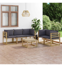 Salon de jardin 6 pcs avec coussins anthracite