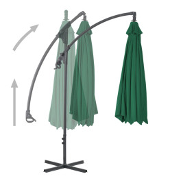 Parasol en porte-à-feux avec mât en acier 250 x 250 cm Vert