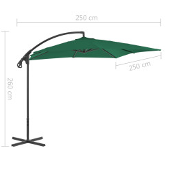 Parasol en porte-à-feux avec mât en acier 250 x 250 cm Vert