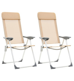 Chaises de camping pliables 2 pcs Crème Aluminium