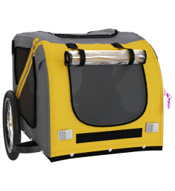 Remorque de vélo pour chien jaune et gris tissu oxford et fer