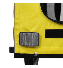 Remorque de vélo pour chien jaune et gris tissu oxford et fer