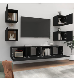 Ensemble de meubles TV 6 pcs Noir Bois d'ingénierie