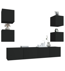 Ensemble de meubles TV 6 pcs Noir Bois d'ingénierie