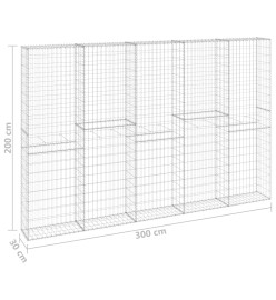 Mur en gabion avec couvercles Acier galvanisé 300x30x200 cm