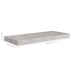 Étagères murales flottantes 4 pcs Gris béton 60x23,5x3,8 cm MDF