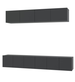 Ensemble de meubles TV 5 pcs Noir Bois d'ingénierie