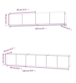 Ensemble de meubles TV 5 pcs Noir Bois d'ingénierie