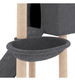 Arbre à chat avec griffoirs en sisal Gris foncé 153 cm