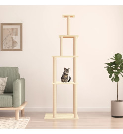 Arbre à chat avec griffoirs en sisal crème 183 cm