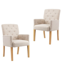 Chaises à manger avec accoudoirs lot de 2 beige tissu