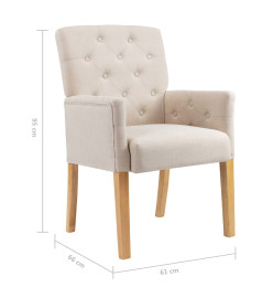 Chaises à manger avec accoudoirs lot de 2 beige tissu