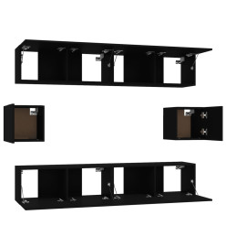 Ensemble de meubles TV 6 pcs Noir Bois d'ingénierie