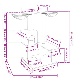 Arbre à chat avec griffoirs crème 82 cm