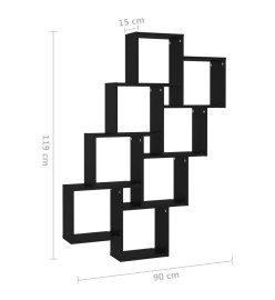 Étagère cube murale Noir 90x15x119 cm Aggloméré