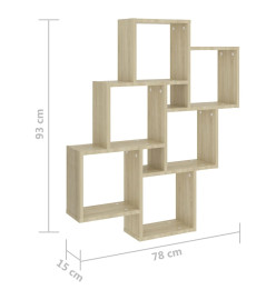 Étagère cube murale Chêne sonoma 78x15x93 cm Aggloméré