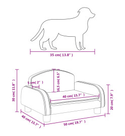 Lit pour chien gris 50x40x30 cm similicuir