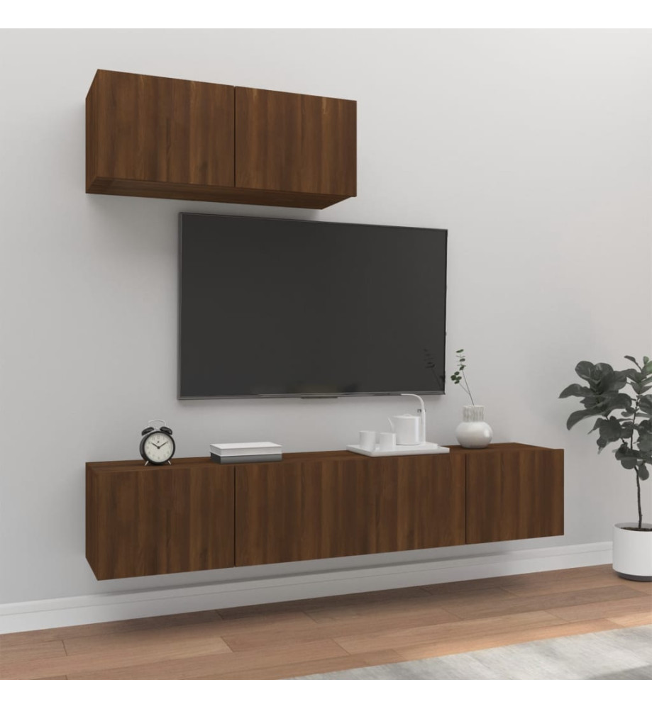 Ensemble de meubles TV 3 pcs Chêne marron Bois d'ingénierie