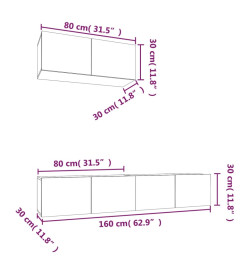 Ensemble de meubles TV 3 pcs Chêne marron Bois d'ingénierie