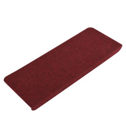 Tapis d'escalier autocollants 15 pcs 65x24,5x3,5 cm Rouge