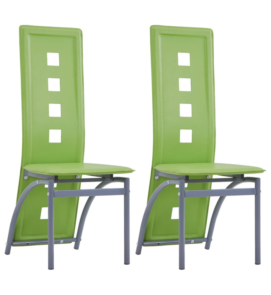 Chaises à manger lot de 2 vert similicuir