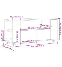 Meuble TV noir 102x34,5x43 cm bois d'ingénierie