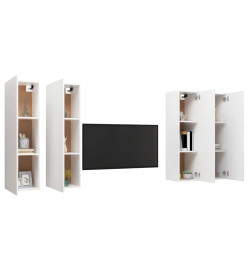 Meubles TV 4 pcs Blanc 30,5x30x110 cm Aggloméré