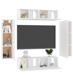 Ensemble de meubles TV 6 pcs Blanc Aggloméré