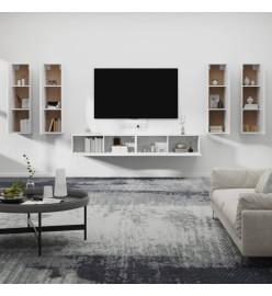 Ensemble de meubles TV 6 pcs Blanc Bois d'ingénierie