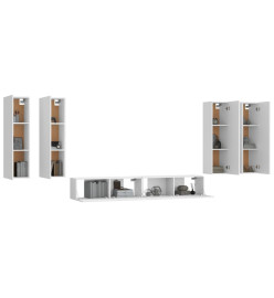 Ensemble de meubles TV 6 pcs Blanc Bois d'ingénierie