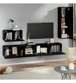 Ensemble de meubles TV 4 pcs Noir Bois d'ingénierie