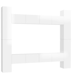 Ensemble de meubles TV 8 pcs Blanc brillant Aggloméré