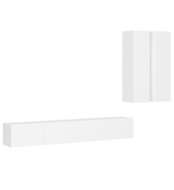 Ensemble de meubles TV 4 pcs Blanc Aggloméré