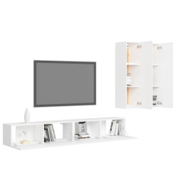 Ensemble de meubles TV 4 pcs Blanc Aggloméré