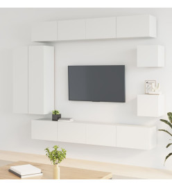 Ensemble de meubles TV 8 pcs Blanc Bois d'ingénierie