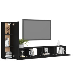 Ensemble de meuble TV 3 pcs Noir Aggloméré