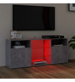 Meuble TV avec lumières LED gris béton 120x30x50 cm