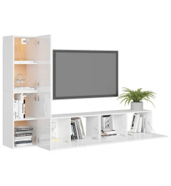 Ensemble de meuble TV 4 pcs Blanc brillant Aggloméré