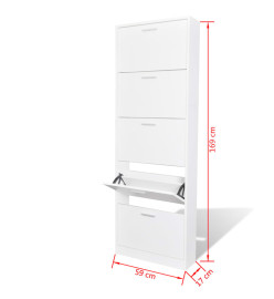 Meuble à chaussures en bois avec 5 compartiments Blanc