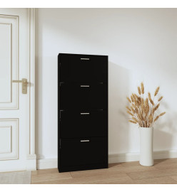 Armoire à chaussures Noir 59x17x150 cm Bois d'ingénierie