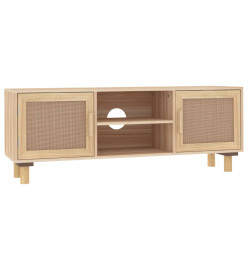 Meuble TV Marron 105x30x40 cm Bois de pin massif rotin naturel