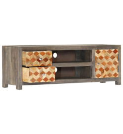 Meuble TV Gris 120 x 30 x 40 cm Bois massif de manguier