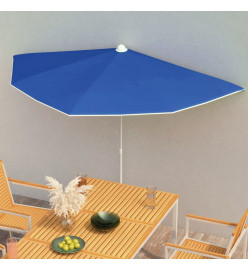 Demi-parasol de jardin avec mât 180x90 cm Bleu azuré